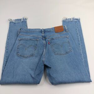 Levi's Wedgie Raw Hem Button Fly Premium Cut Off Fray Jeans 28 (28W 29L) EUC